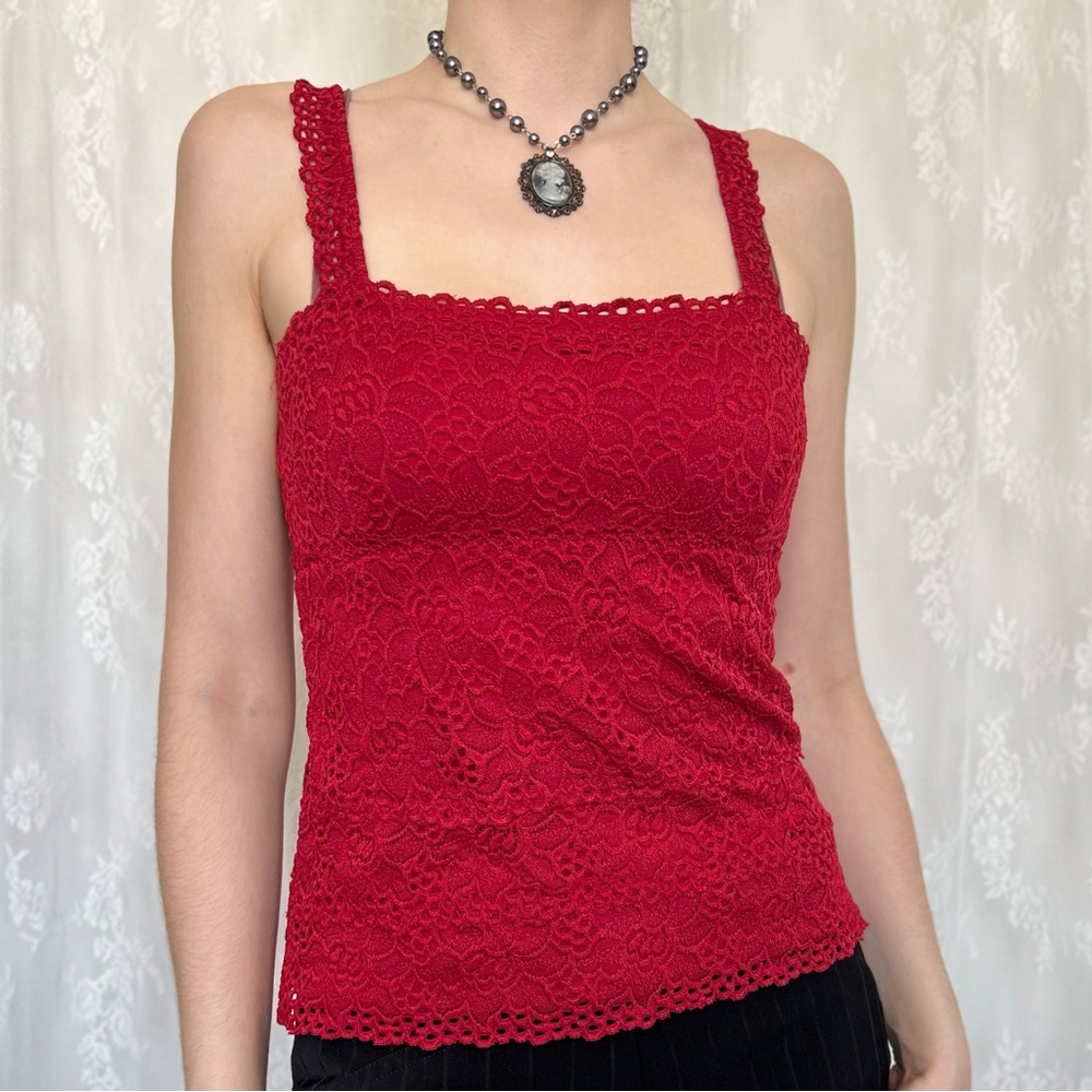 Y2K 2000s Red Lace cami